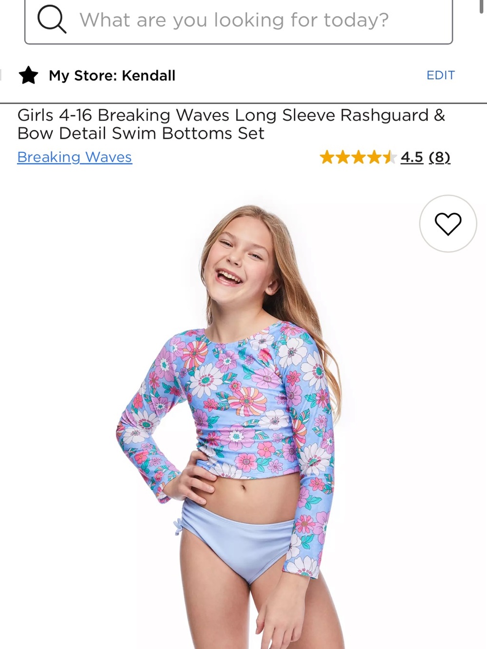 NWT Girls' Long Sleeve Floral Rashguard Swim Set - Light Blue